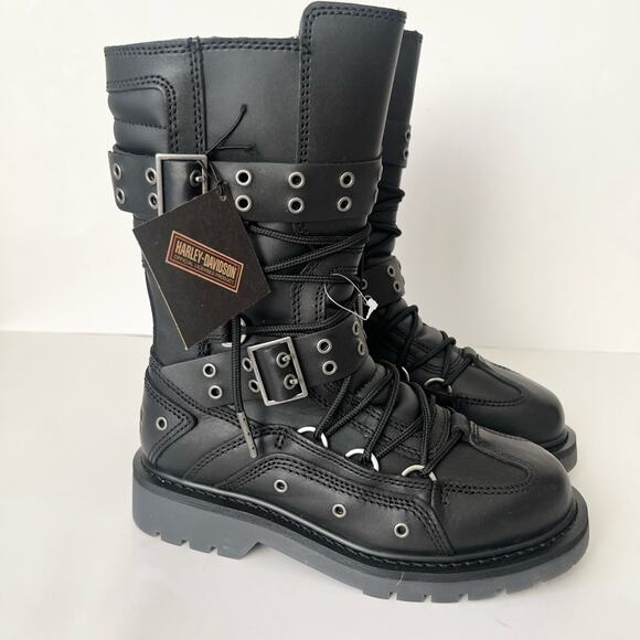 Harley Davidson Uplift Combat Motorcycle Boots with hardware black 7.5 NWT - Picture 3 of 12